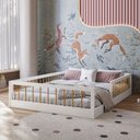 Ver imagem 5 de Cama Casal Montessoriana Quarto Moderno Grade de Proteção Lateral Criança Cercado Cor Branco