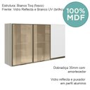 Ver imagem 4 de Armario Aereo 3p Vid Mdf 120cm Kali 1219764 Bianco Toq Branco Uv Nicioli