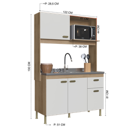 Cozinha Compacta Veneto 120cm 4 Portas 1 Gaveta - 3