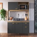 Ver imagem 2 de Cozinha Compacta Veneto 120cm 4 Portas 1 Gaveta Castani/Chumbo