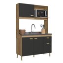 Ver imagem 1 de Cozinha Compacta Veneto 120cm 4 Portas 1 Gaveta Castani/Chumbo
