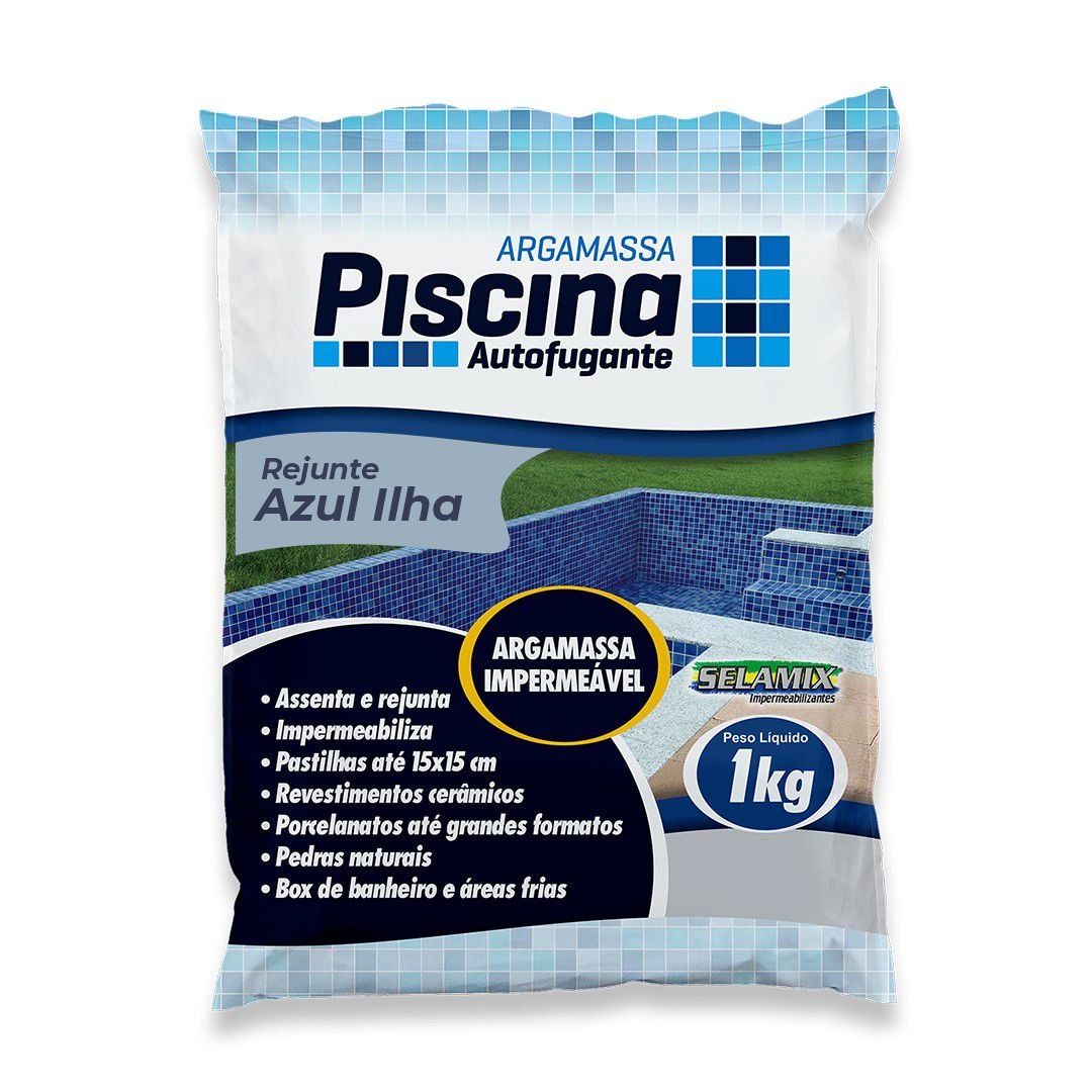 Rejunte Piscina Impermeável Cor Azul Ilha 1kg