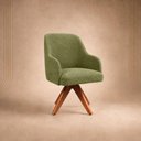 Ver imagem 3 de Poltrona Decorativa Alaska Giratória Suede Base Madeira Verde Oliva Mobília Decor