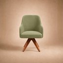 Ver imagem 1 de Poltrona Decorativa Alaska Giratória Suede Base Madeira Verde Oliva Mobília Decor