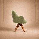 Ver imagem 2 de Poltrona Decorativa Alaska Giratória Suede Base Madeira Verde Oliva Mobília Decor