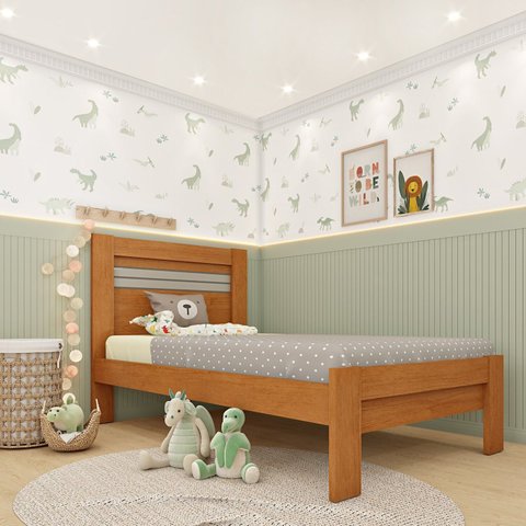 Cama Infantil 100% MDF Harmonia Yescasa Marrom/Cinamomo/Off White