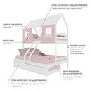 Ver imagem 4 de Treliche Casal/ Solteiro Casinha Encantada Madeira Maciça Rosa/ Branco Megamobilia