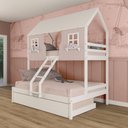 Ver imagem 1 de Treliche Casal/ Solteiro Casinha Encantada Madeira Maciça Rosa/ Branco Megamobilia