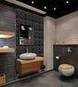 Ver imagem 3 de Kit 30 Placas PVC 3d Revestimento De Parede Decorativa Estrelar Preto 25 cm