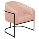 Ver imagem 2 de Poltrona Decorativa Sala de Estar Recepção Luiza Base de Ferro Preto Suede Rosê - Amarena Móveis