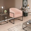 Ver imagem 1 de Poltrona Decorativa Sala de Estar Recepção Luiza Base de Ferro Preto Suede Rosê - Amarena Móveis