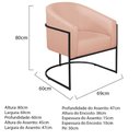 Ver imagem 5 de Poltrona Decorativa Sala de Estar Recepção Luiza Base de Ferro Preto Suede Rosê - Amarena Móveis