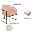 Ver imagem 6 de Poltrona Decorativa Sala de Estar Recepção Luiza Base de Ferro Preto Suede Rosê - Amarena Móveis