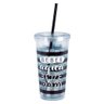 Copo com Canudo Drink 600ml - Preto - 1