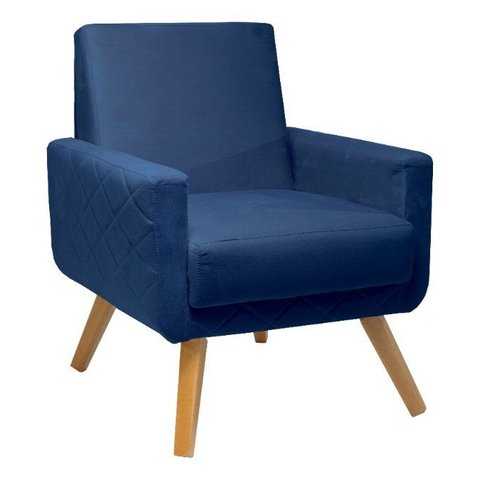 Poltrona Decorativa - Pietra - Revestimento Veludo Ladecor Estofados Azul