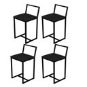 Ver imagem 1 de Kit 4 Banqueta Baixa Para Cozinha Preta Industrial Assento Estofado  