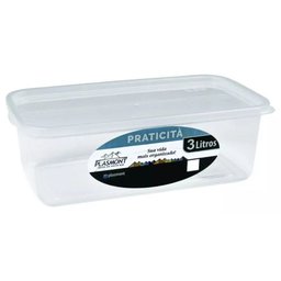 Pote Praticità 3Litros Retangular Transparente Hermetico - Pode ir ao Microondas Freezer Lava Louça  - 2