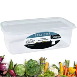 Pote Praticità 3Litros Retangular Transparente Hermetico - Pode ir ao Microondas Freezer Lava Louça  - 6