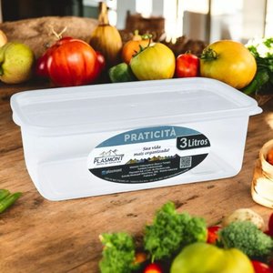Pote Praticità 3Litros Retangular Transparente Hermetico - Pode ir ao Microondas Freezer Lava Louça 