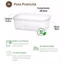 Ver imagem 4 de Pote Praticità 3Litros Retangular Transparente Hermetico - Pode ir ao Microondas Freezer Lava Louça 