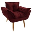 Ver imagem 2 de Conjunto 2 Poltronas Decorativas Opala e 1 Puff Redondo Pés Palito Suede Marsala UlissesDecor
