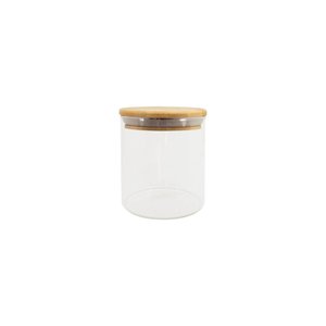 Pote de Mantimento Circular em Vidro e Bambu 500ml