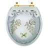 Assento Sanitário Decorado Oval Convencional Verde Agua com Borboleta Verde para Todas As Marcas - 1