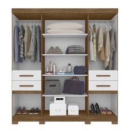Guarda Roupa Aracaju 8 Portas e 4 Gavetas com Espelho Naturale/Branco - PR Móveis - 5 Guarda Roupa Aracaju 8 Portas e 4 Gavetas com Espelho Naturale/Branco - PR Móveis - 5
