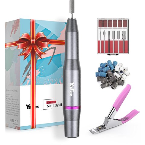 Yafex Broca Elétrica para Unhas 20.000 Rpm Kit Profissional com 6 Bits