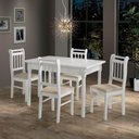 Ver imagem 1 de Conjunto Sala de Jantar Madeira Maciça 4 Cadeiras Branco