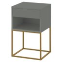 Ver imagem 4 de Mesa de Cabeceira Industrial Pé de Aço 1 Gaveta Corrediça Telescópica 1 Nicho - Cinza/pé Dourado