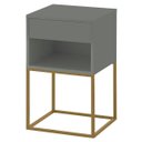 Ver mais imagens de Mesa de Cabeceira Industrial Pé de Aço 1 Gaveta Corrediça Telescópica 1 Nicho - Cinza/Pé Dourado