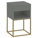 Ver imagem 6 de Mesa de Cabeceira Industrial Pé de Aço 1 Gaveta Corrediça Telescópica 1 Nicho - Cinza/Pé Dourado