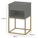 Ver imagem 5 de Mesa de Cabeceira Industrial Pé de Aço 1 Gaveta Corrediça Telescópica 1 Nicho - Cinza/pé Dourado