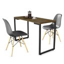 Ver imagem 2 de Conjunto Mesa de Cozinha Prattica Industrial 120cm e 2 Cadeiras Eames F02 Castanho/Preto -