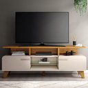 Ver imagem 2 de Rack para Sala de Estar Tv 60 Pol Orgânico 160cm Émile B01 Off White Cinamomo - Lyam Decor