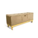 Ver imagem 2 de Recamier Baú Dubai Veludo Bege Queen 1,50m Estofado Base Madeira
