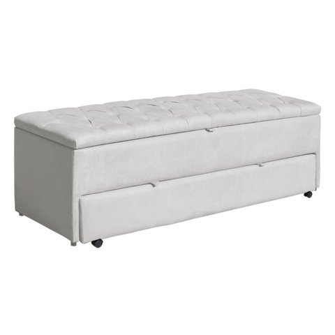 Calçadeira Baú Sapateira 90cm Ayla Veludo Capitonê