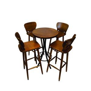 Mesa área gourmet alta redonda com 4 lugares Imbuia