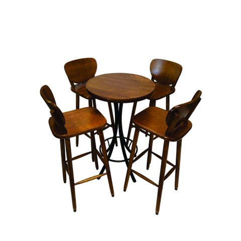 Mesa Área Gourmet Alta Redonda com 4 Lugares Imbuia