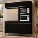 Ver imagem 1 de Kit Cozinha Modulada Milão Balcão Cooktop Menu Móveis Preto
