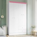 Ver imagem 3 de Guarda Roupa Solteiro 4 Portas 2 Gavetas Vesta - Branco/rosa Flex