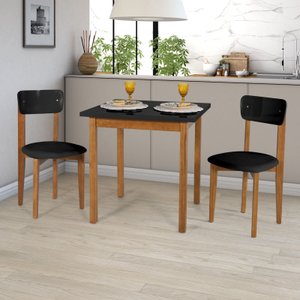 Mesa de Jantar Ravilar Base Madeira Maciça com 2 Cadeiras