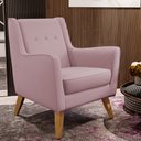 Ver imagem 2 de Poltrona Decorativa com Pés de Madeira Taroba D02 Veludo Rosê B-305 - Lyam Decor