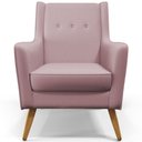 Ver imagem 3 de Poltrona Decorativa com Pés de Madeira Taroba D02 Veludo Rosê B-305 - Lyam Decor