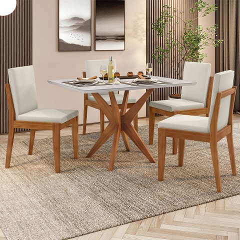 Conjunto Mesa Donna com 4 Cadeiras Lady Nesher