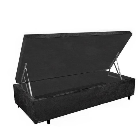 Cama Box Baú Solteiro Resistence Suede Preto + Colchão Solteiro Resistence Espuma D33 30x88x188