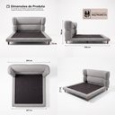Ver imagem 4 de Cama Box Base King com Cabeceira Mochi 193x203 Estofada Orgânica Japonesa Bouclê Cinza - Desk Design