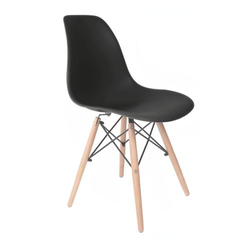 Cadeira Eames Preta Pés de Madeira – Estilo Moderno e Versátil