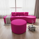 Ver imagem 1 de Sofá Modular Orgânico Monterrey 260cm + Puff Veludo Rosa Pink